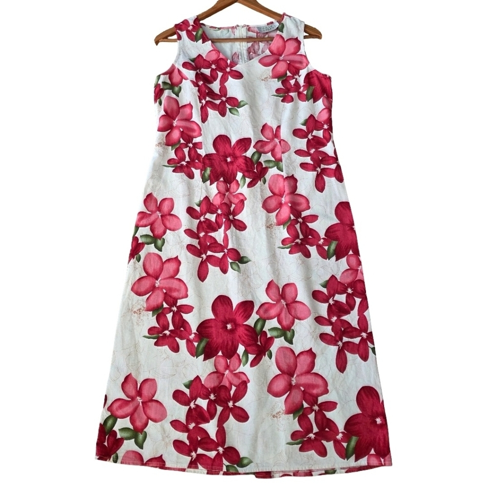 Vintage Floral Linen Dress
